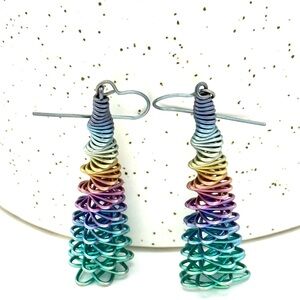 Vintage Artisan Colorful Spiral Drop Earrings